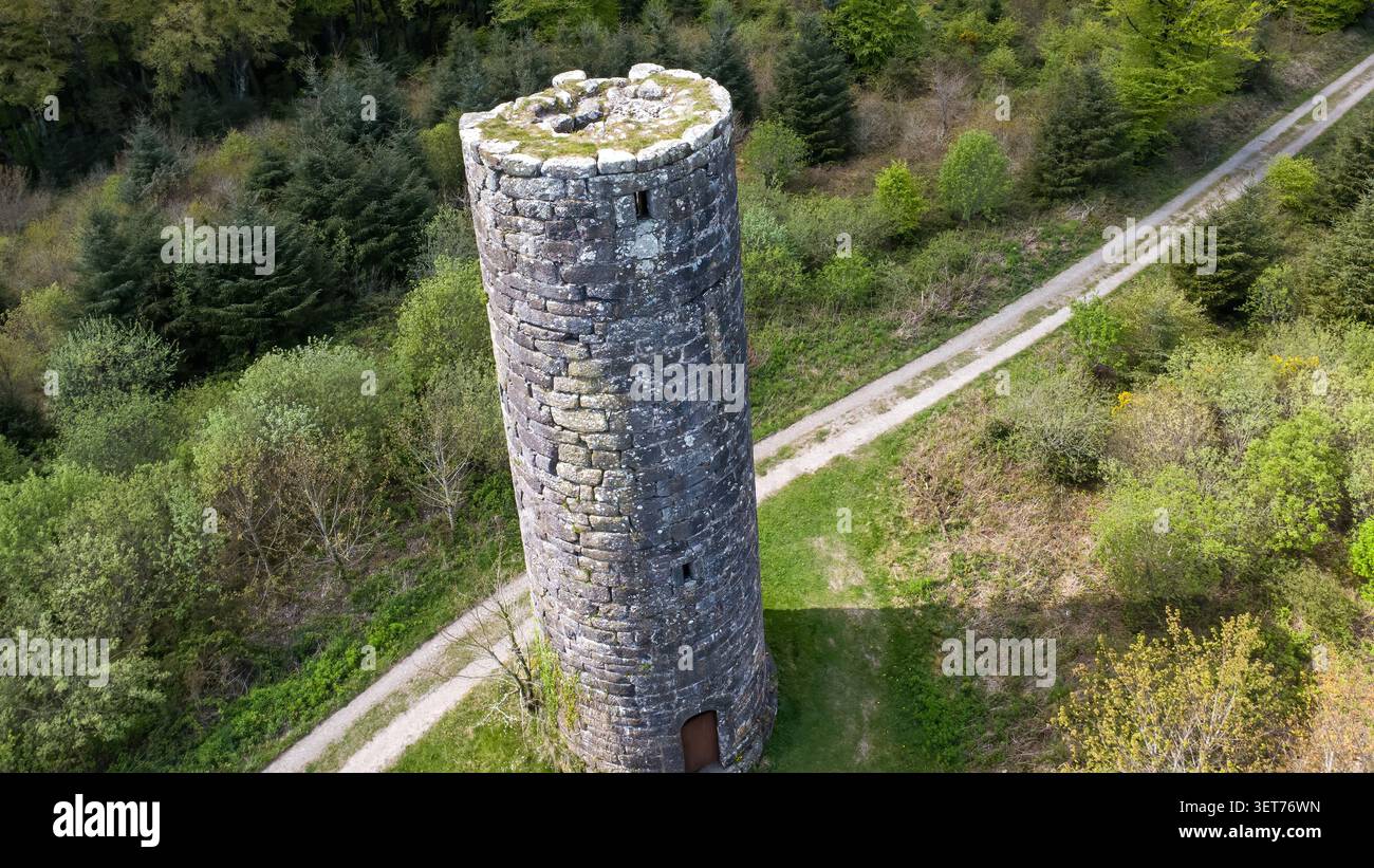 La Poer Tower, in piedi su una collina boscosa vicino a Portlaw, in Colorado Waterford, è una sorprendente follia del XIX secolo costruita dall'influente famiglia de la Poer di Foto Stock