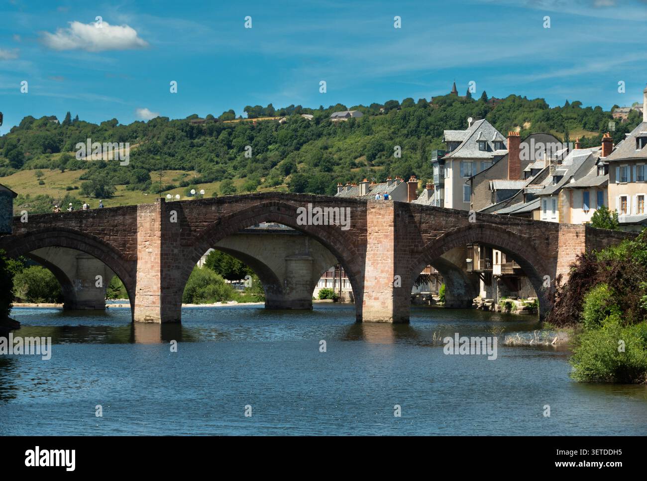 Espalion. Aveyron. Occitanie. Ponte romano sul fiume Lot. Way of St James Foto Stock