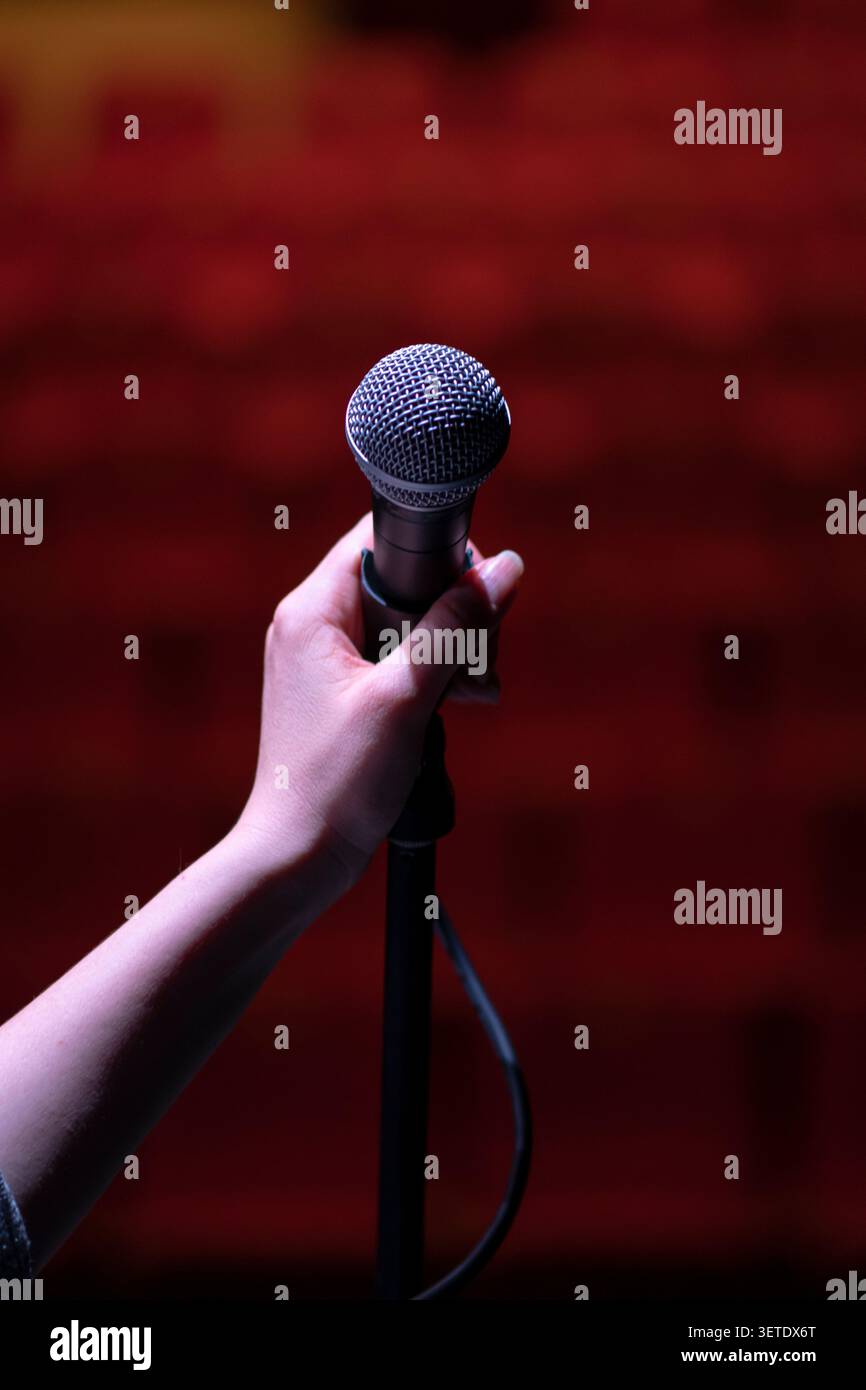 Singer's View of the Stage Before a Live Performance Foto Stock