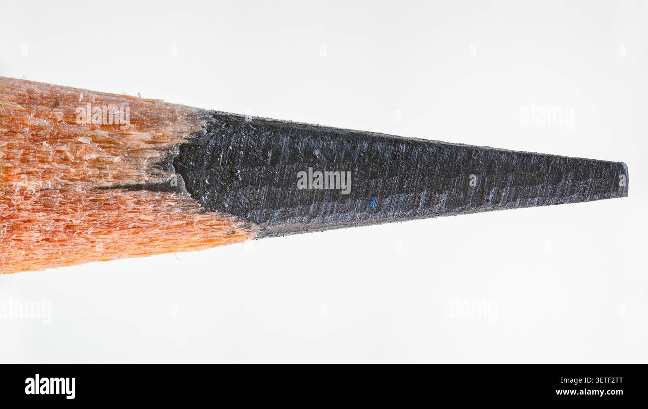 Immagine macro di primo piano estremamente dettagliata della punta di una matita Foto Stock