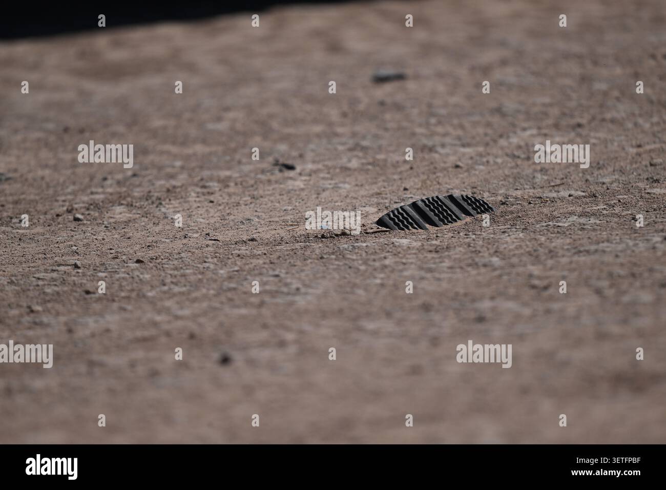 Stivale sepolto sul bordo di una strada vicino a El Centro, California Foto Stock