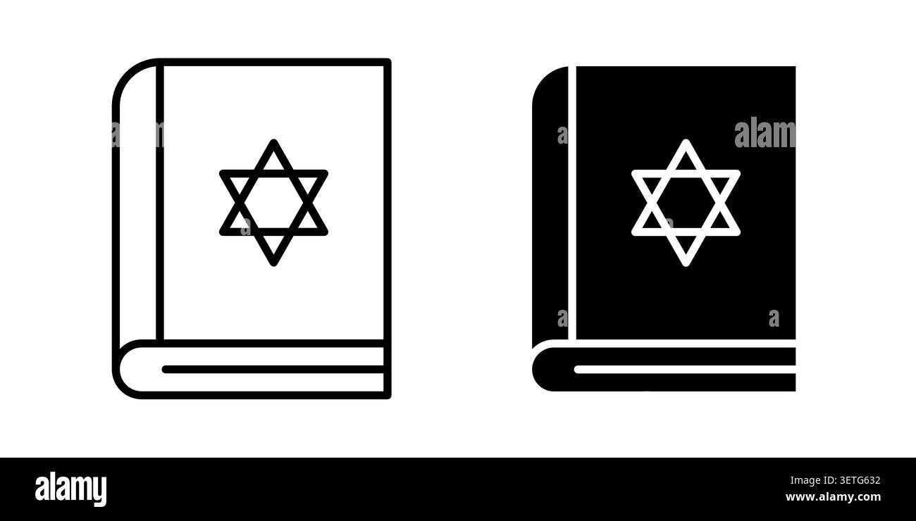 Set vettoriale silhouette icona libro Tanakh. confezione sottile. Illustrazione Vettoriale