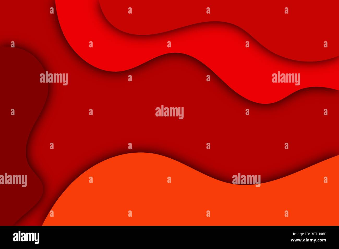 Design energico e astratto caratterizzato da audaci forme fluide rosse e arancioni. Le forme a strati con ombre sfumate morbide creano profondità e fascino visivo. Illustrazione Vettoriale