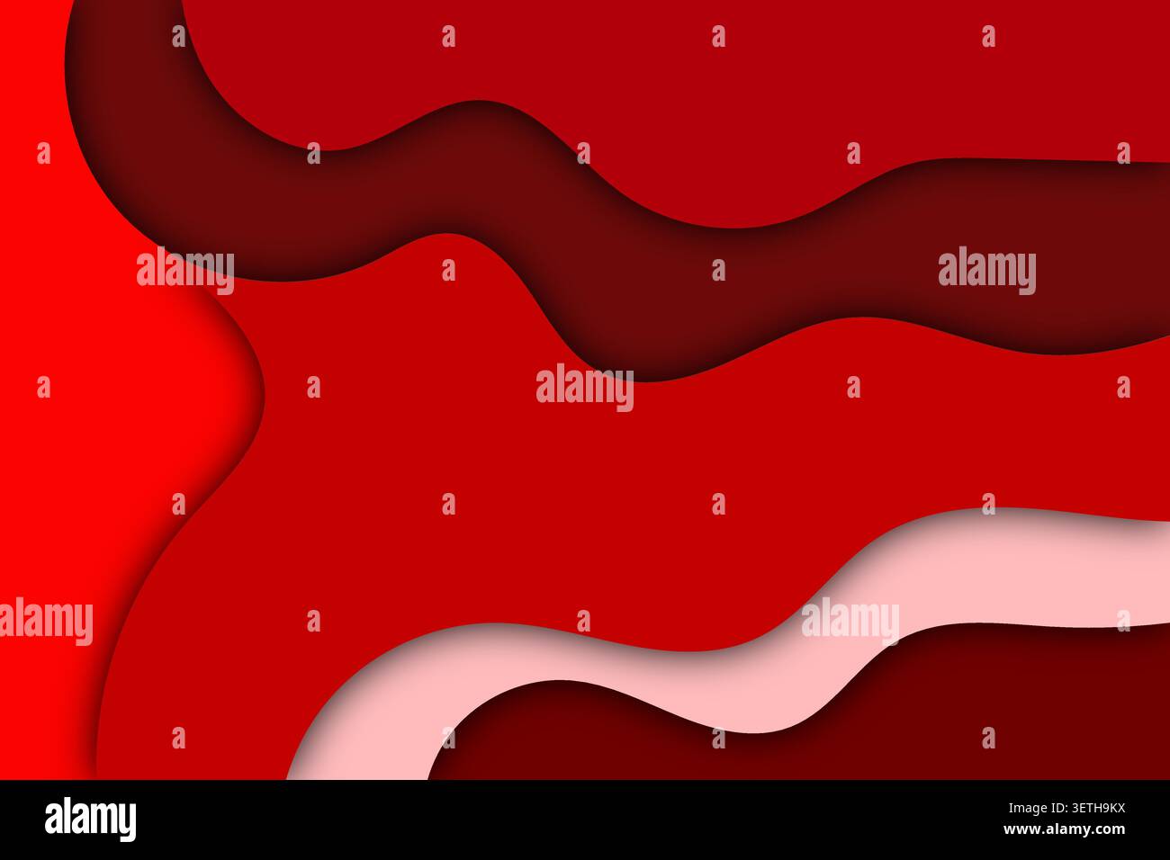 Sfondo astratto dalle varie sfumature di rosso a strati lisci, ondulati e sovrapposti, per un senso di profondità e fluidità contemporaneo Illustrazione Vettoriale