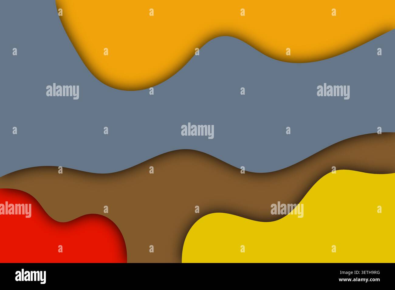 Eclettico sfondo astratto con strati ondulati e sovrapposti in un mix di grigio, marrone, giallo e rosso, per creare una terra dinamica e visivamente interessante Illustrazione Vettoriale