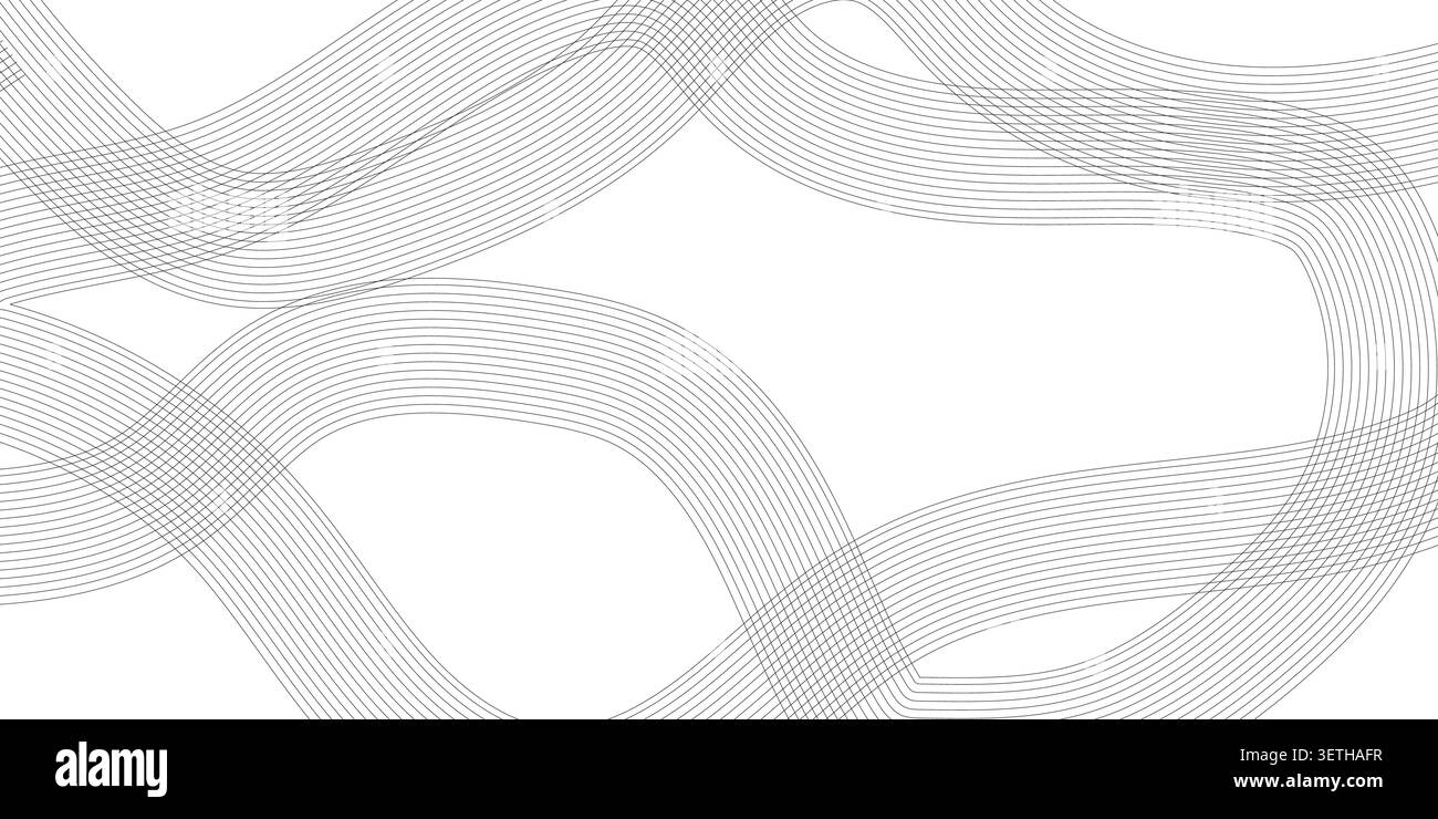 Elaborata rete di sottili linee grigie che creano un design artistico ed energico. le forme geometriche si intrecciano, offrendo un'estetica pulita e moderna sui Illustrazione Vettoriale
