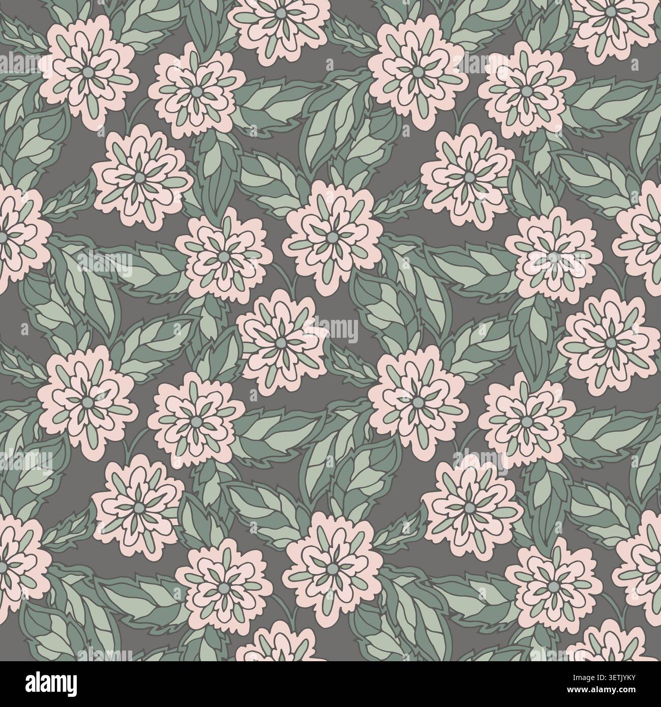 Classico Damasco floreale rosa ornato Illustrazione Vettoriale