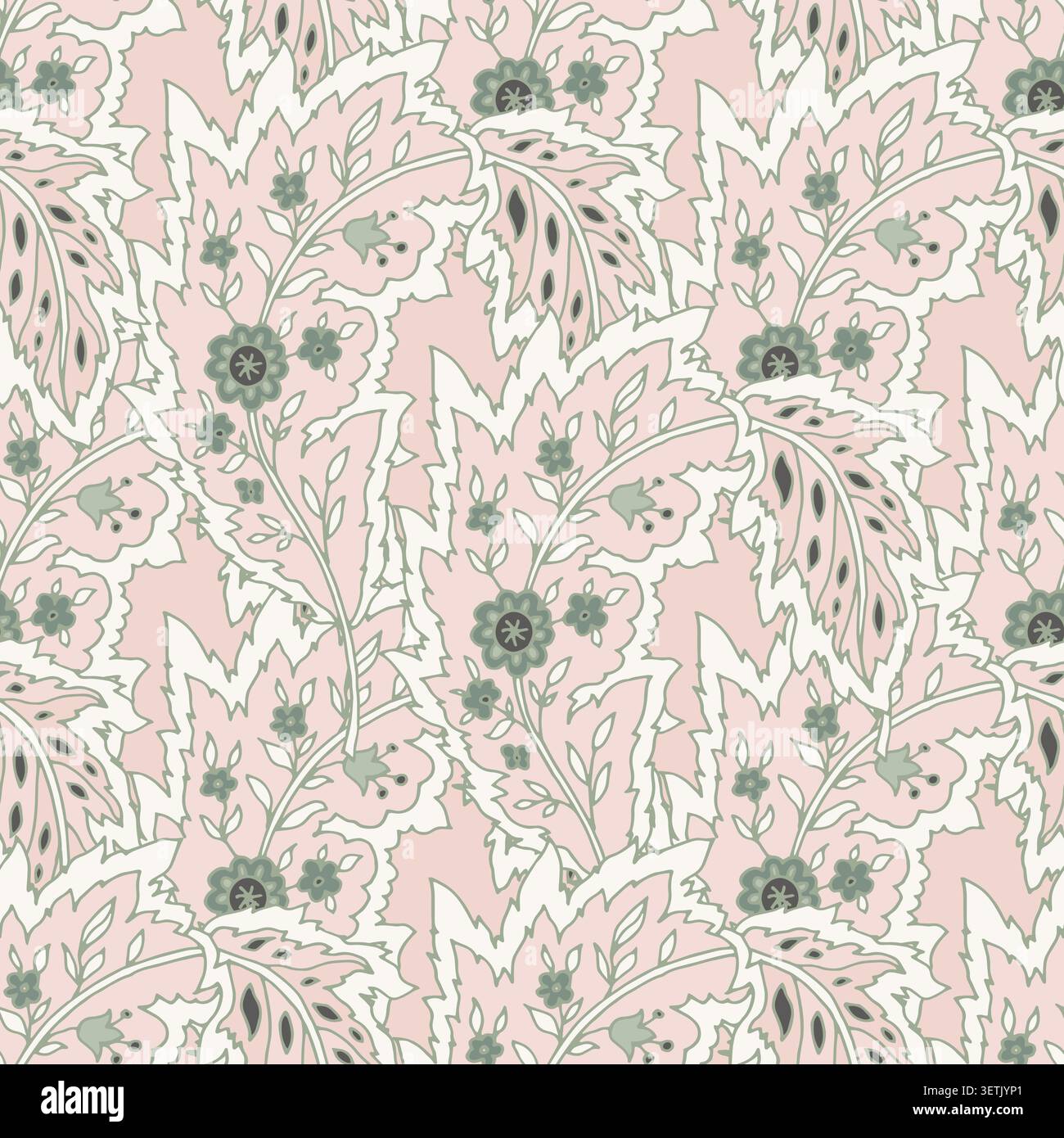 Motivo Damasco Paisley floreale pastello Illustrazione Vettoriale