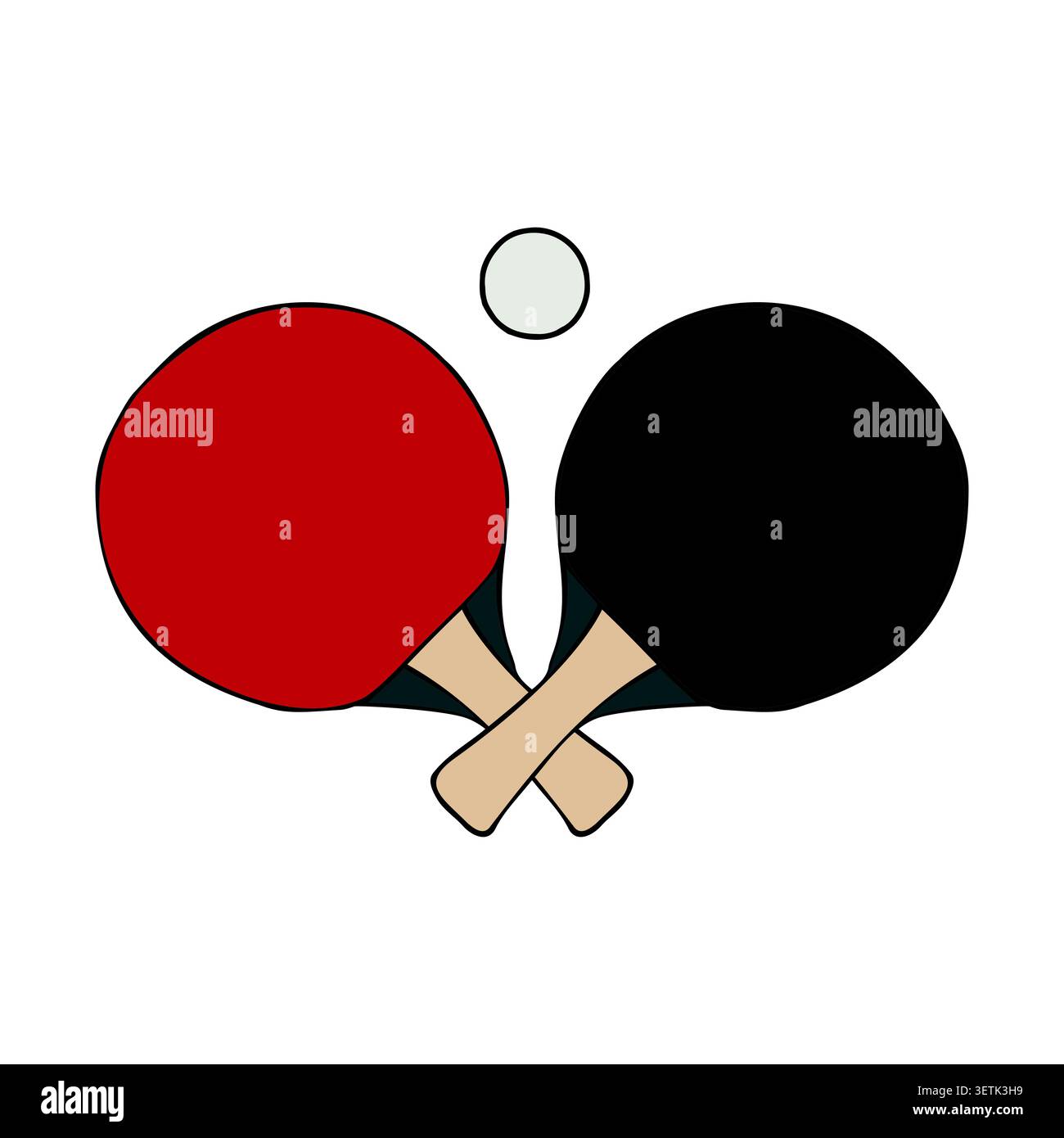 Gioco di ping pong vettoriale disegnato a mano Illustrazione Vettoriale