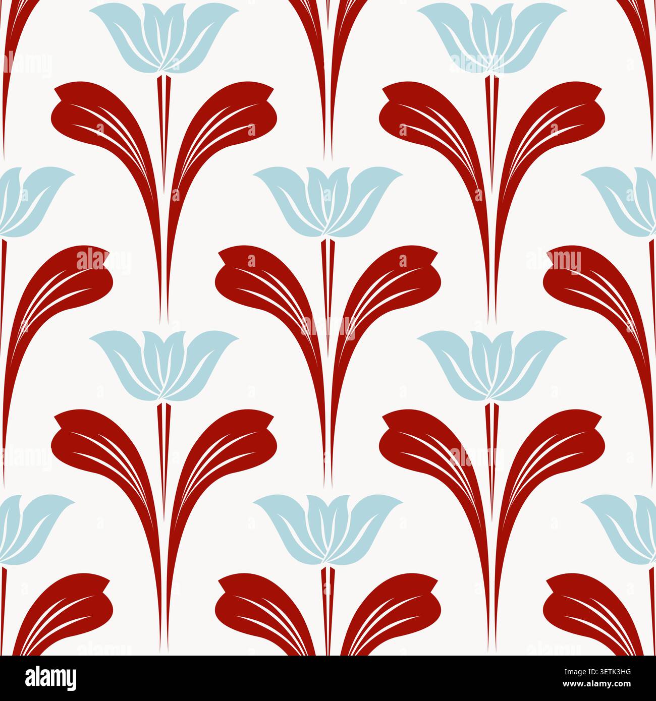 Stampa blocco Tulips Folk ripetizione senza cuciture Illustrazione Vettoriale