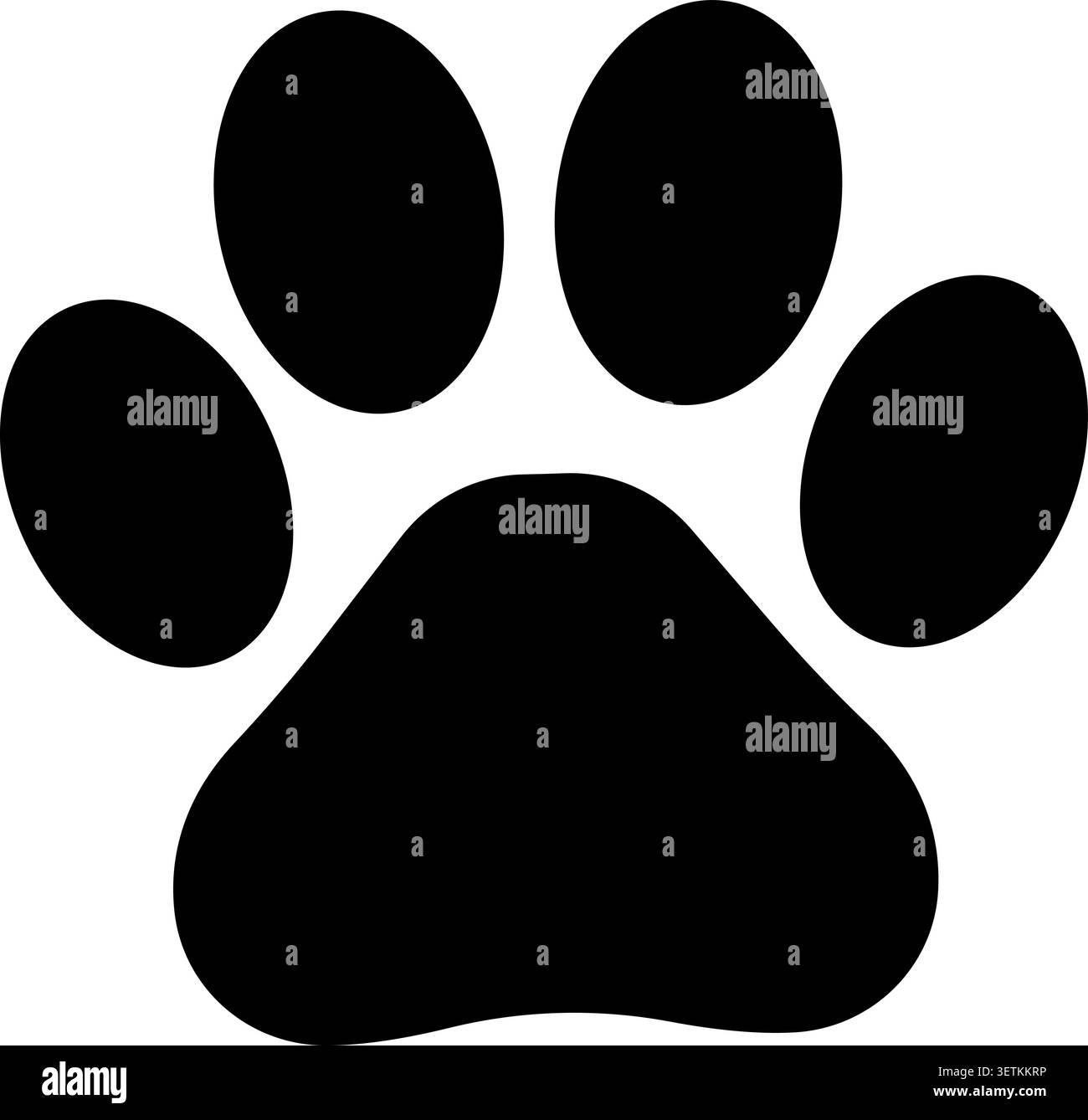 Icona minima di stampa nera di cane o gatto. Illustrazione Vettoriale