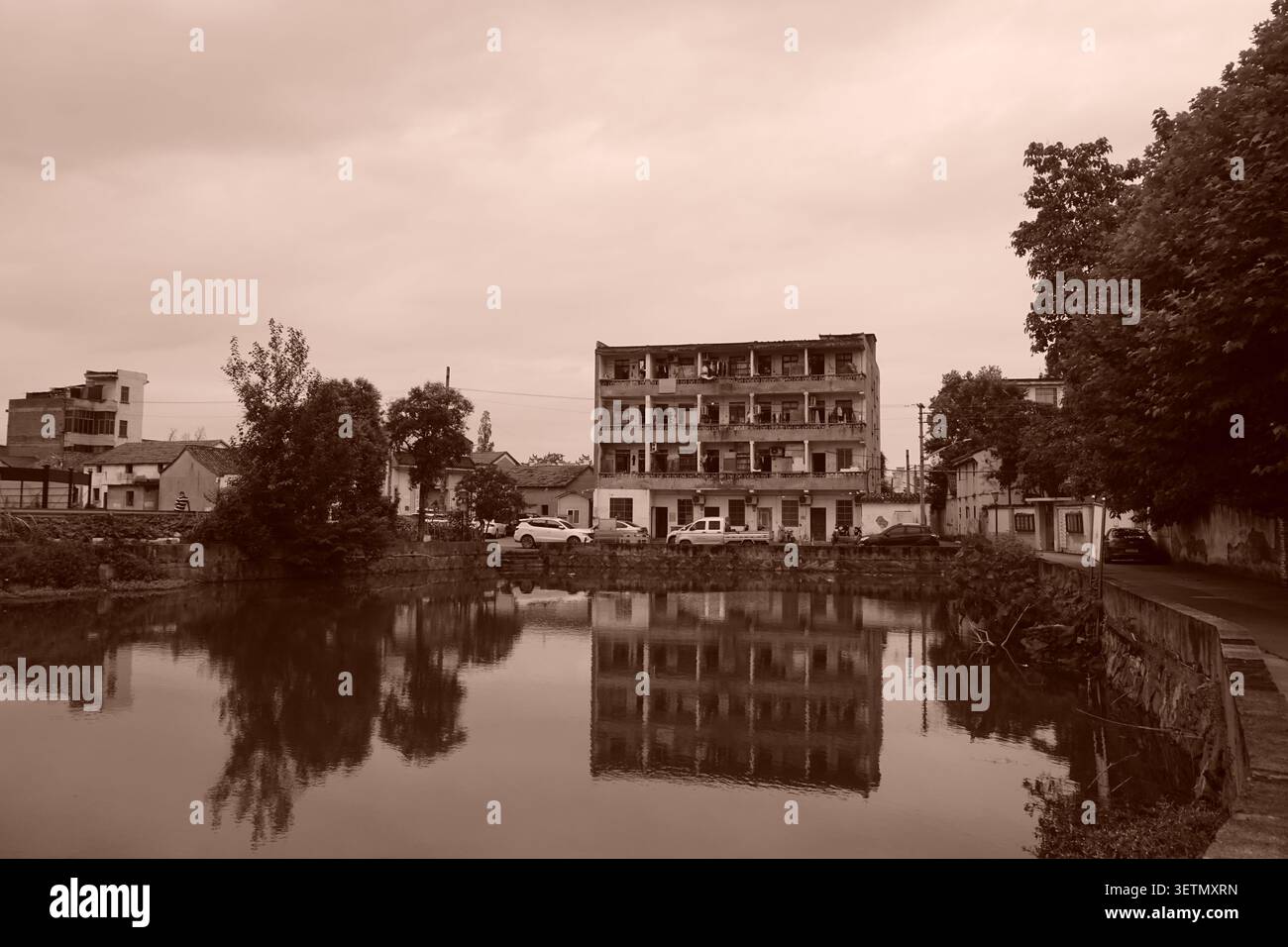 Yiwu, Jinhua (Zhejiang), Cina: Area panoramica dell'antica città di Fotang Foto Stock