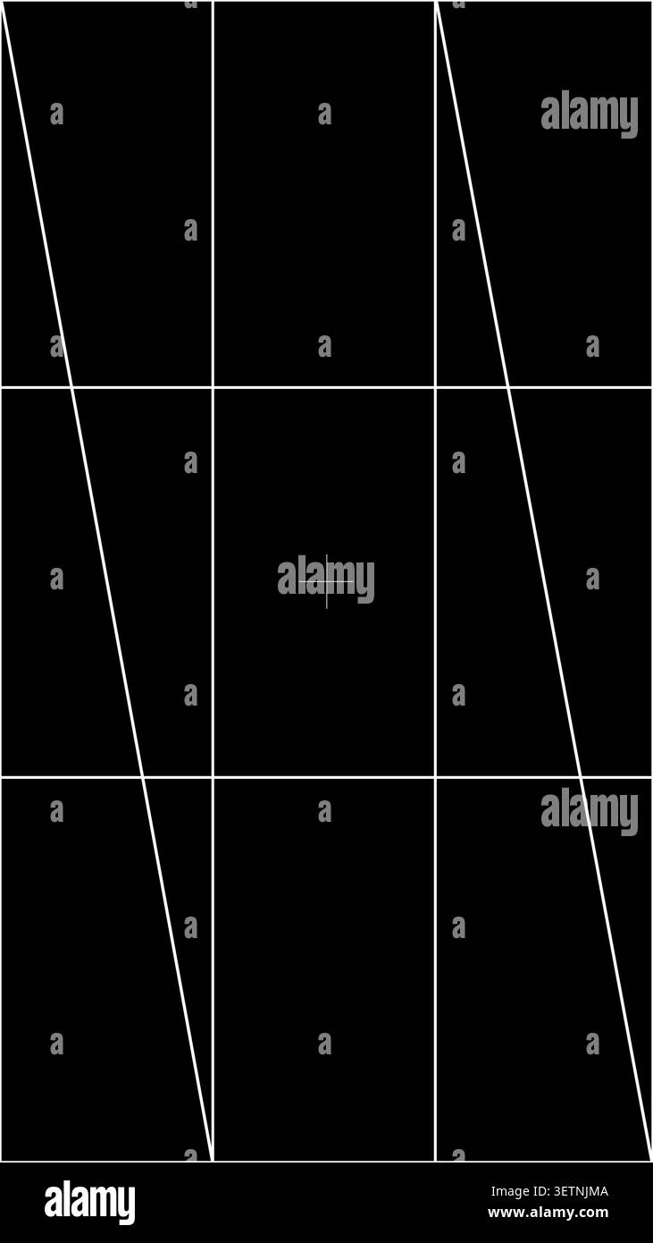 Regola verticale di sovrapposizione dei terzi Guida alla composizione trasparente per la fotografia editing di video progettazione grafica fotografia e inquadratura dello schermo Foto Stock