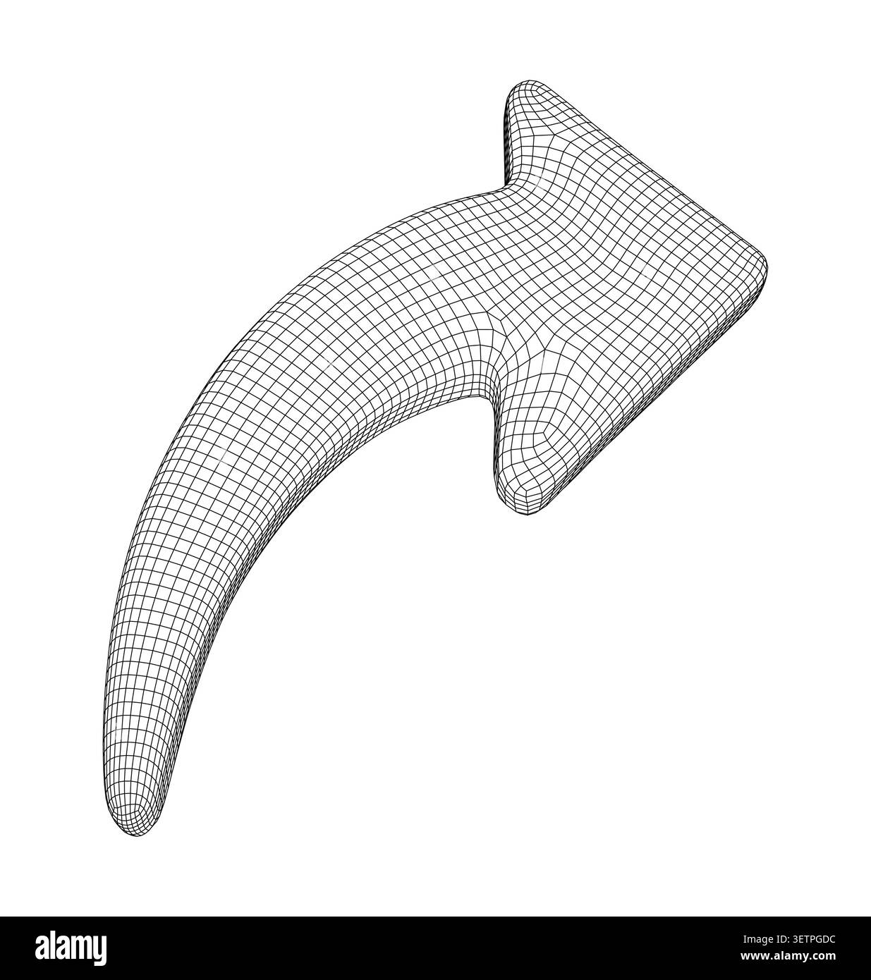 modello a reticolo 3d di un'icona a forma di freccia curva Illustrazione Vettoriale