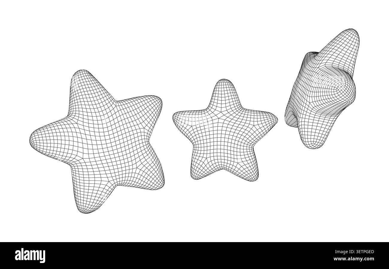 design a stella con struttura a reticolo 3d. Illustrazione Vettoriale