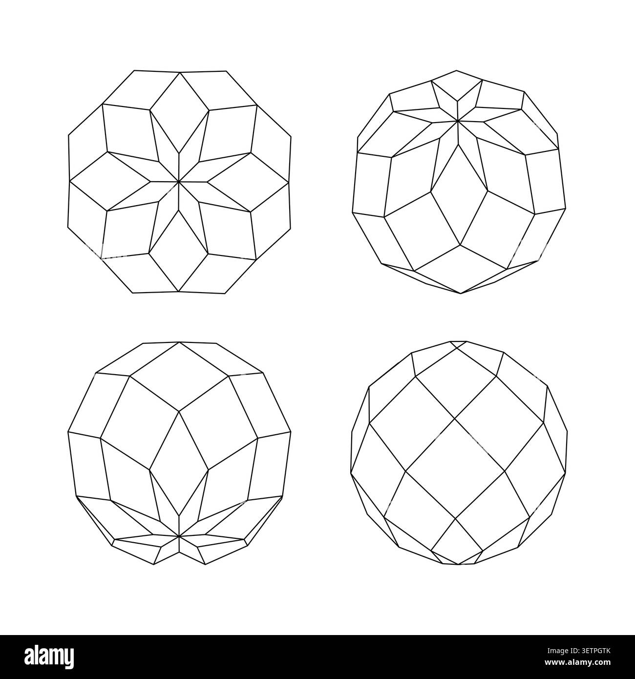 Set di forme geometriche della sfera, illustrazione vettoriale di oggetti poliedrici 3d astratti Illustrazione Vettoriale