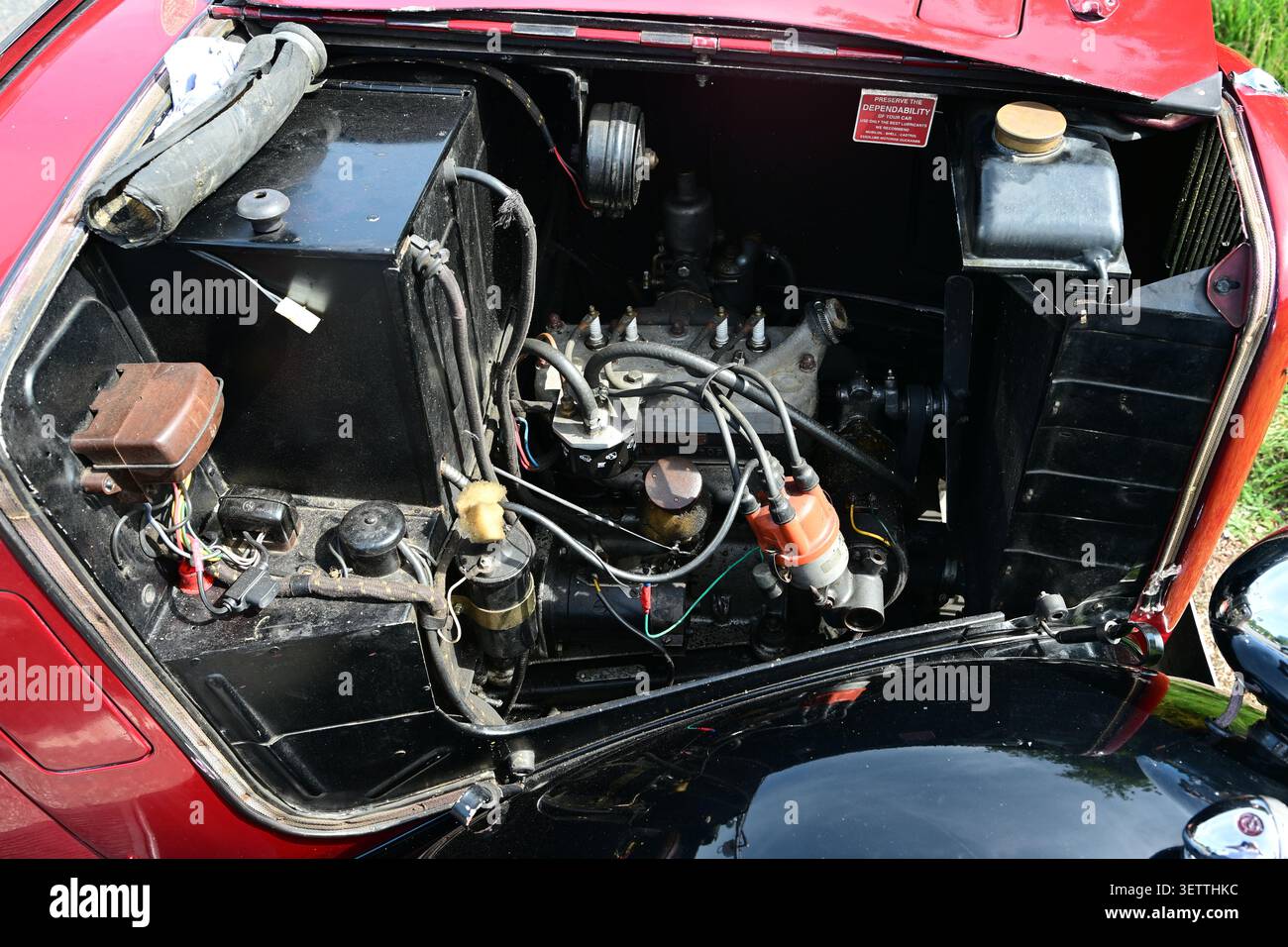 Il motore a valvola laterale di un Austin Seven Ruby del 1938. Foto Stock