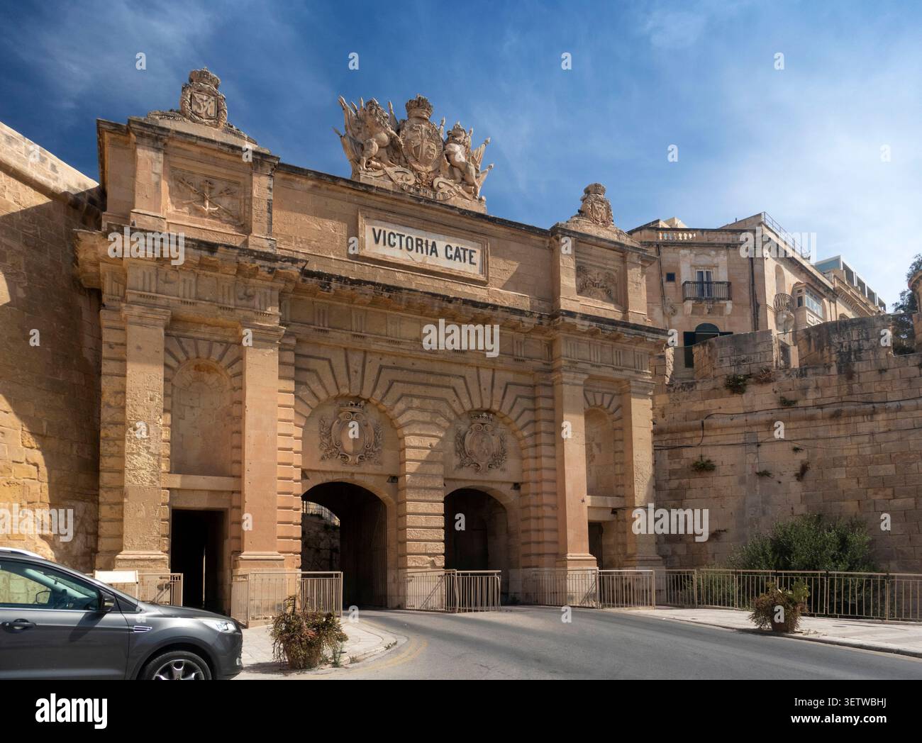 Malta, la Valletta, Lvant, Victoria Gate, ex entrata della città fortificata, Foto Stock