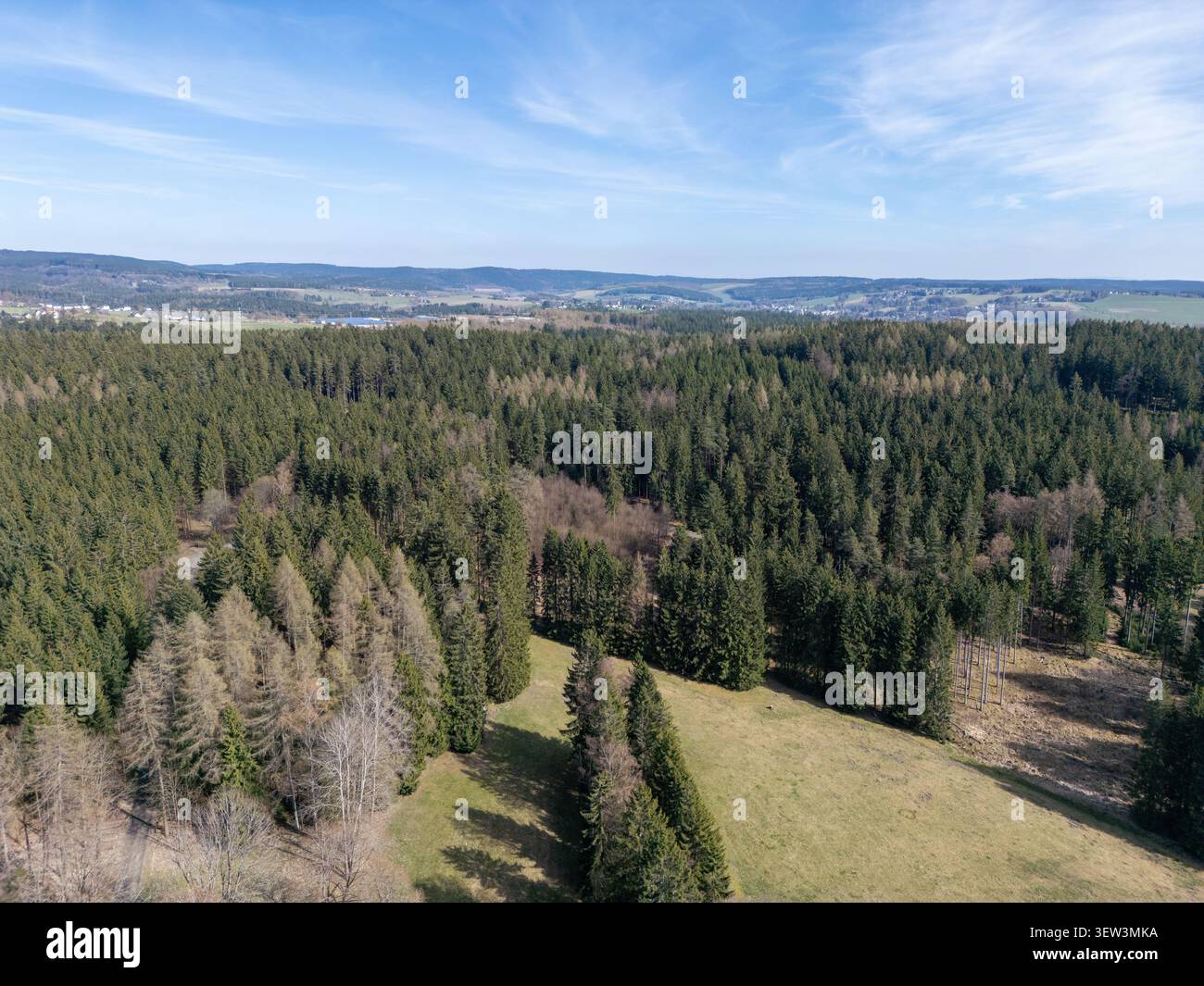 Le foreste del Vogtland e della Germania dell'Est dall'alto Foto Stock