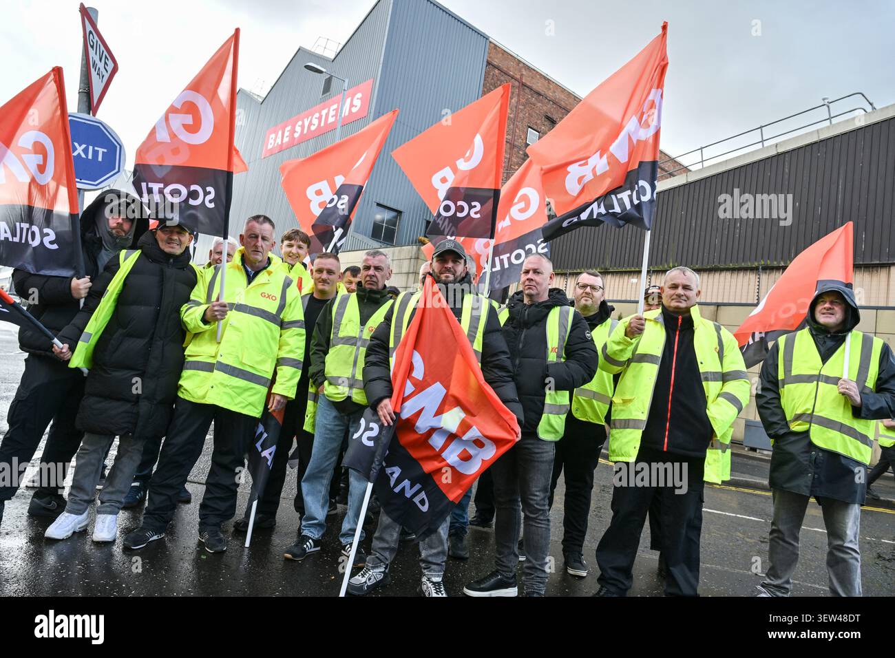 BAE Systems, South Street, Glasgow, Scozia, Regno Unito. 9 maggio 2026. I lavoratori dei cantieri navali di Glasgow sono usciti in una nuova disputa salariale, scatenando timori per la pelliccia Foto Stock