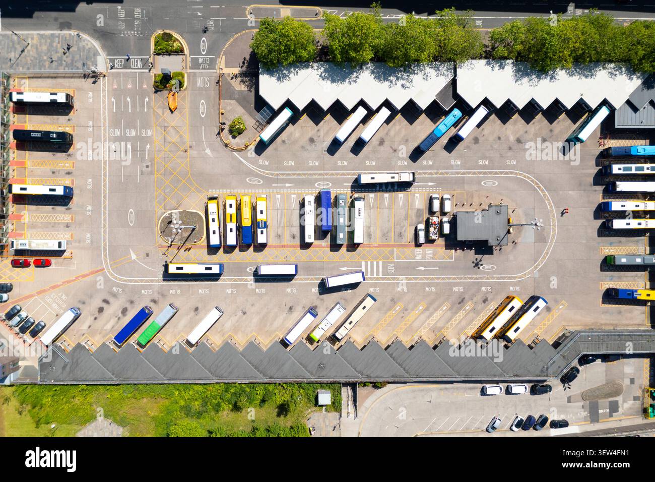 Vista aerea della stazione degli autobus di Buchanan a Glasgow, Scozia, Regno Unito Foto Stock
