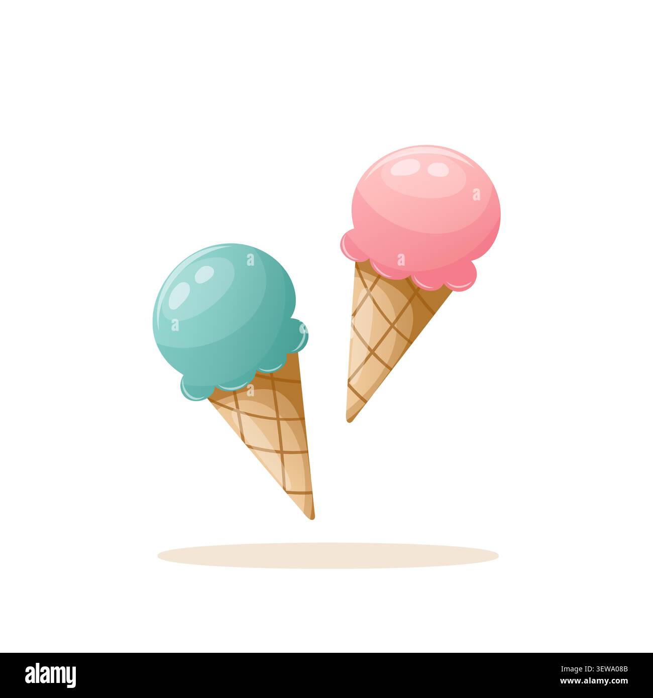 Illustrazione vettoriale di due coni di gelato Illustrazione Vettoriale
