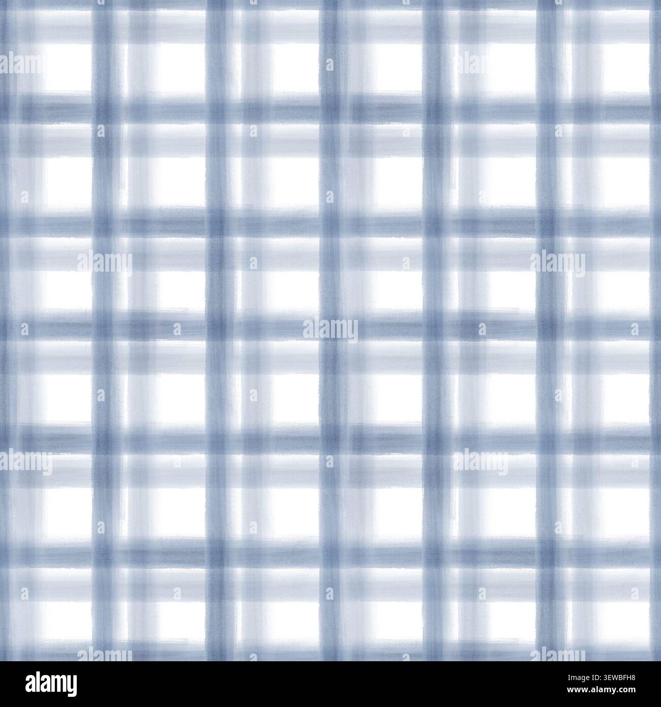 Un motivo senza cuciture ad acquerello disegnato a mano con un classico motivo a quadri Vichy in tonalità blu. Elegante sfondo rustico a scacchi con semi Foto Stock