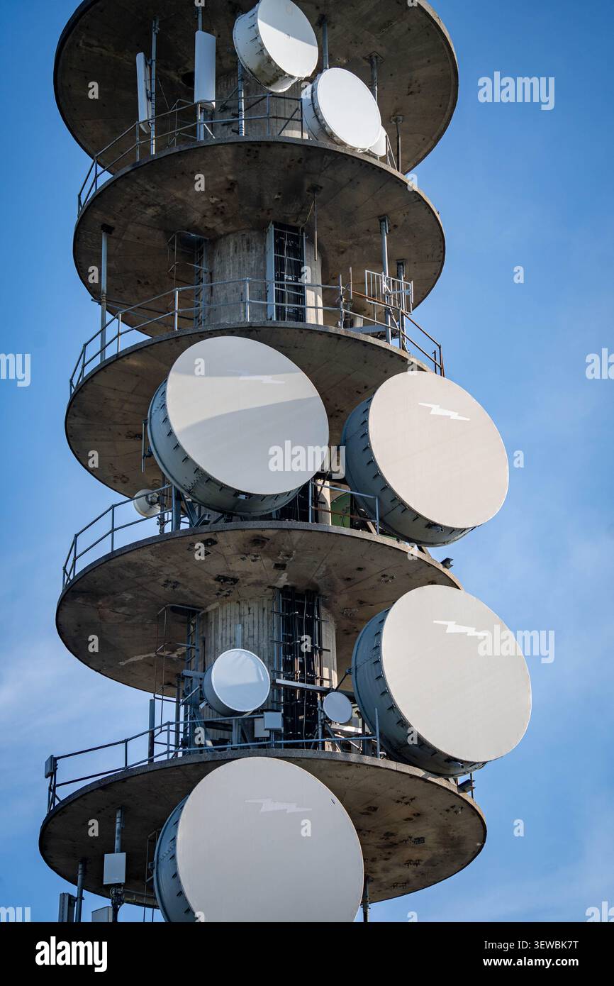 Radio Tower in cima a Ulriken vicino Bergen, Norvegia Foto Stock