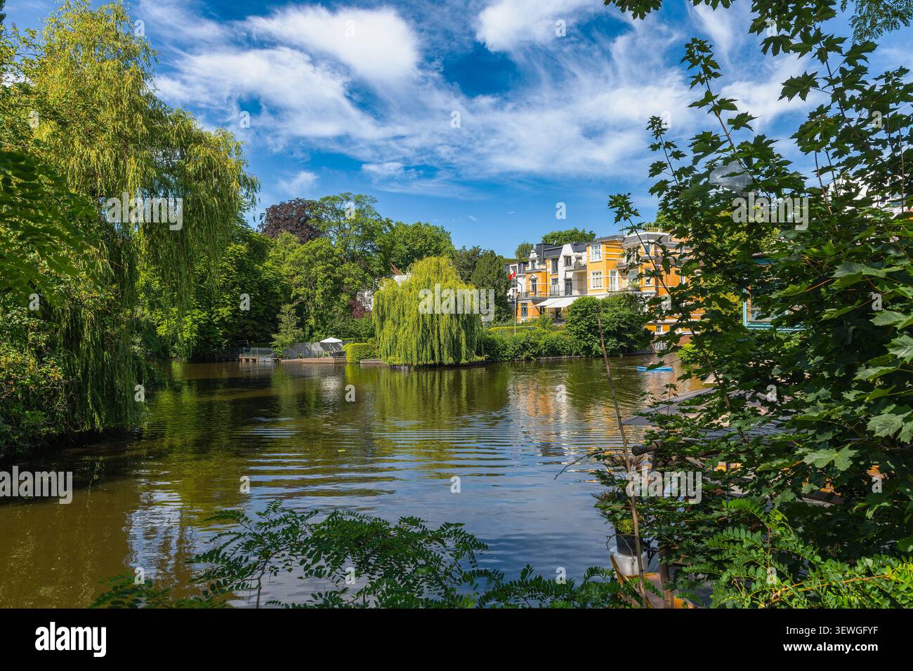 Area della banca di ​​the Outer Alster ad Amburgo, Germania Foto Stock
