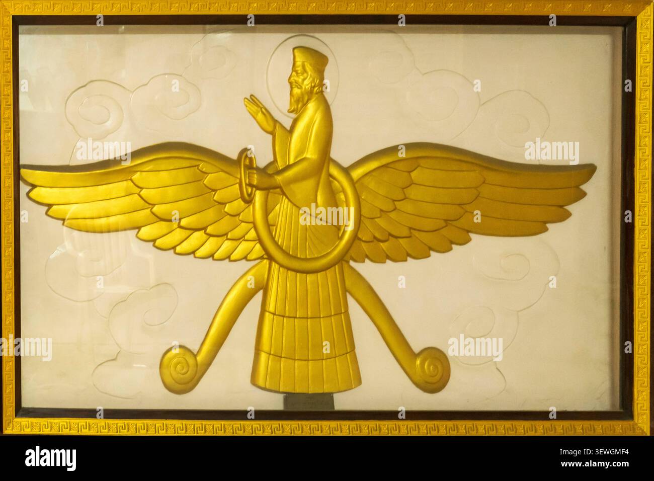 Uno dei simboli più importanti dell'antica religione zoroastriana Foto Stock