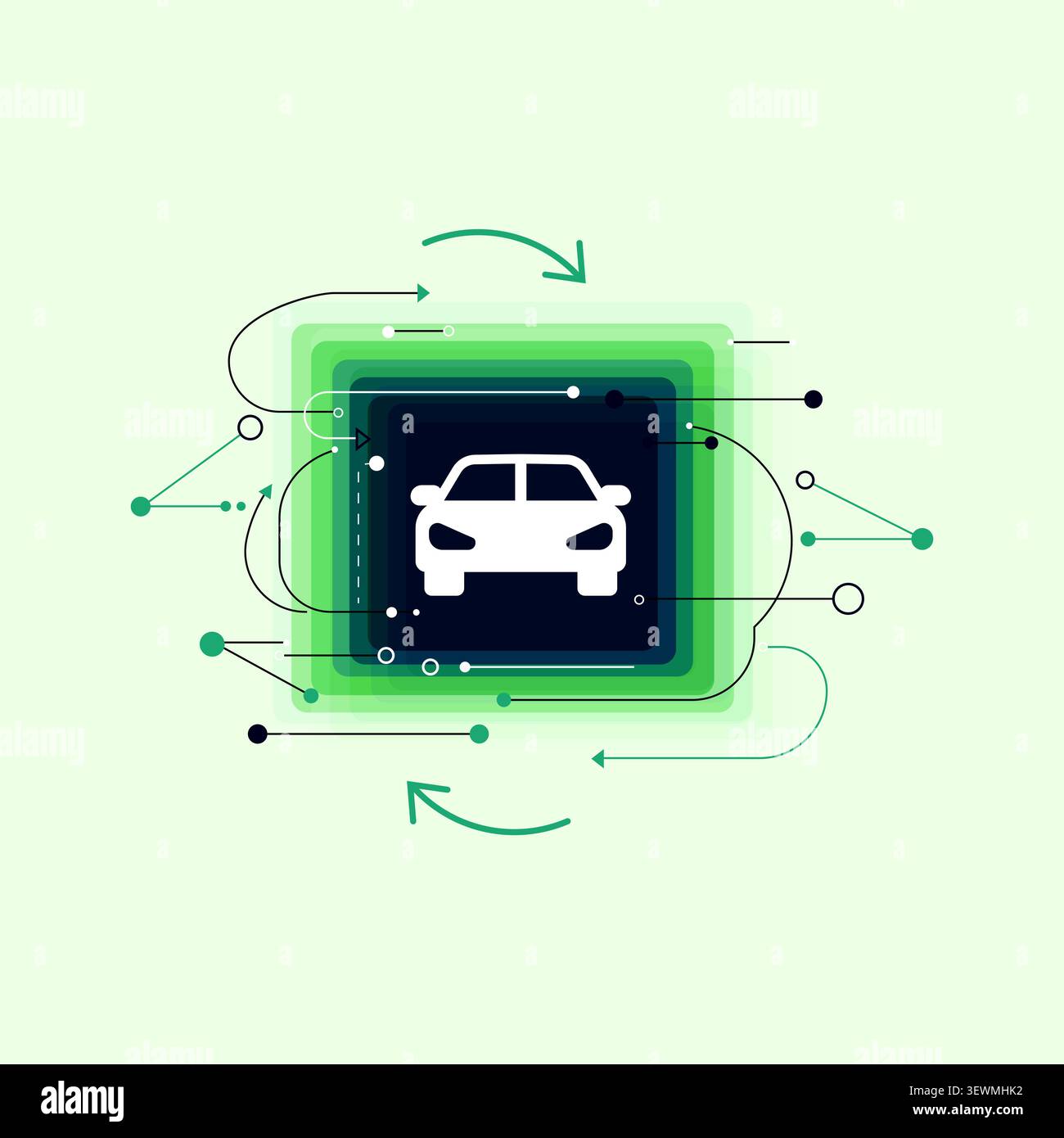 Icona del concetto di auto digitale background astratto della tecnologia con il settore automobilistico Illustrazione Vettoriale