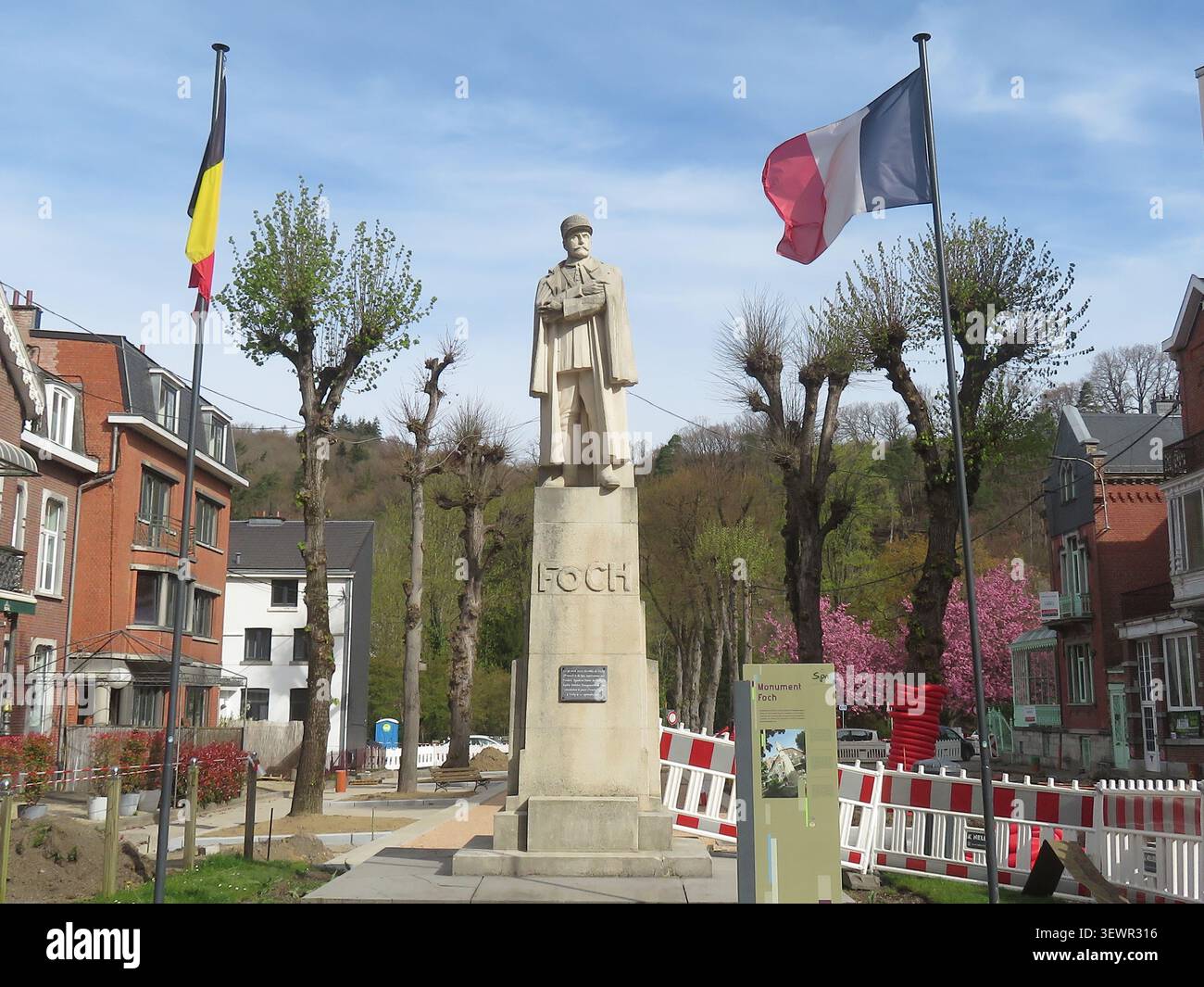 Belgio, Spa - Monumento al maresciallo Ferdinand Foch. Il memoriale commemora il leader militare francese che era comandante in capo delle forze alleate Foto Stock