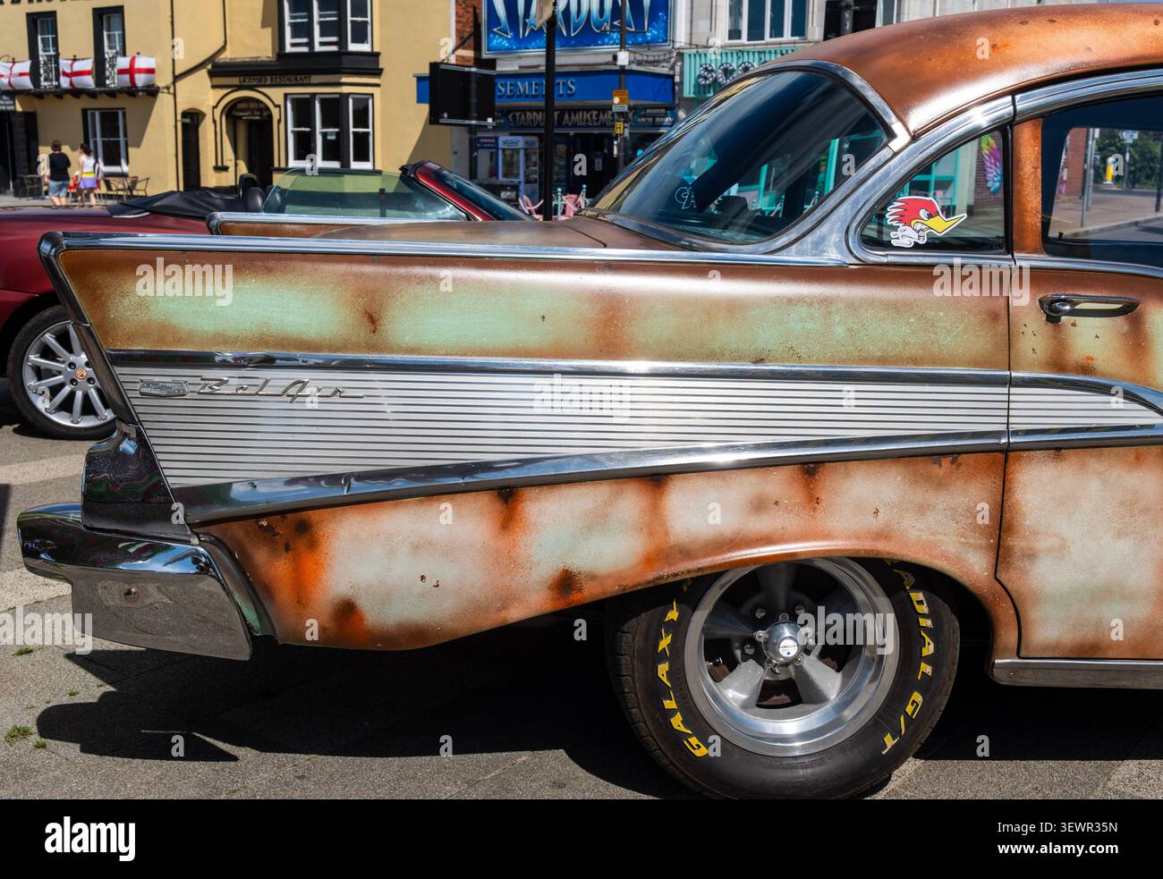 Dettaglio ala presso le Classic Cars sul lungomare di Southend. Foto Stock