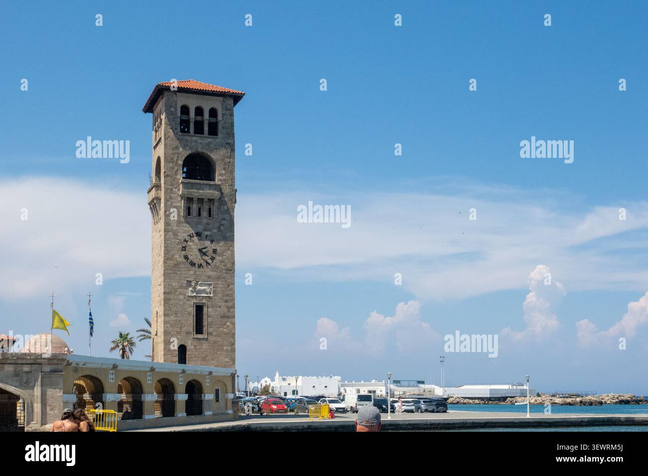 La torre di Ekklisia Evaggelismos (la Chiesa dell'Annunciazione) nella città di Rodi, Rodi Foto Stock
