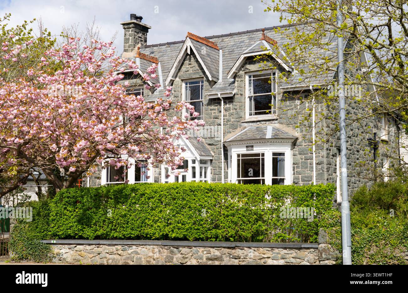Snowdon Lodge (precedentemente Gorphwysfa), Tremadog, Gwynedd. Il luogo di nascita di Lawrence d'Arabia, T. E. Lawrence nell'agosto 1888. Nella foto, aprile 2026. Foto Stock