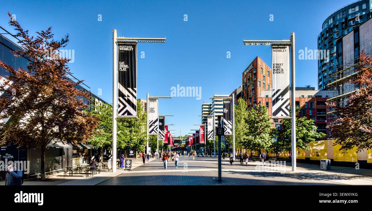 Olympic Way, Wembley Park, Borough of Brent, Londra, Inghilterra, REGNO UNITO Foto Stock