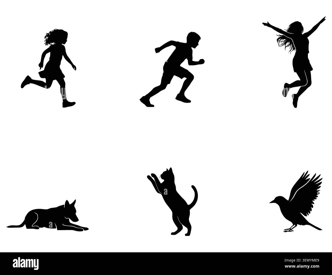 Set di icone vettoriali per bambini e animali Illustrazione Vettoriale