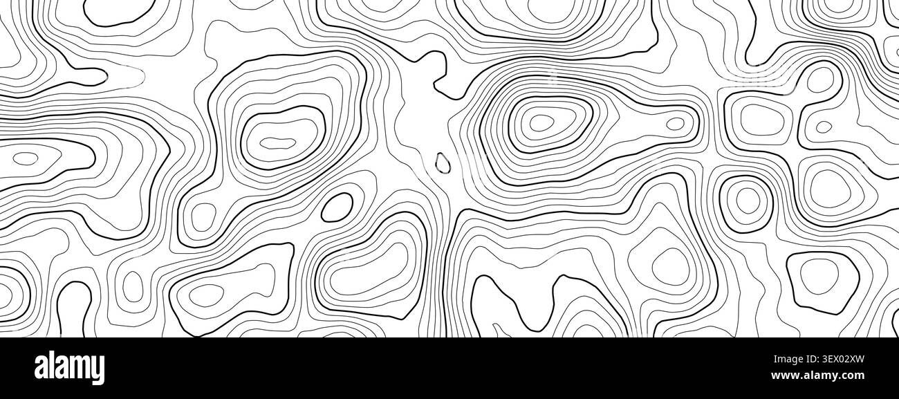 Pattern radar oceanico e mappa nautica topografica con vettore di fondo topografico. Navigazione a terra e cartografia sonar World con texture territorio abst Illustrazione Vettoriale