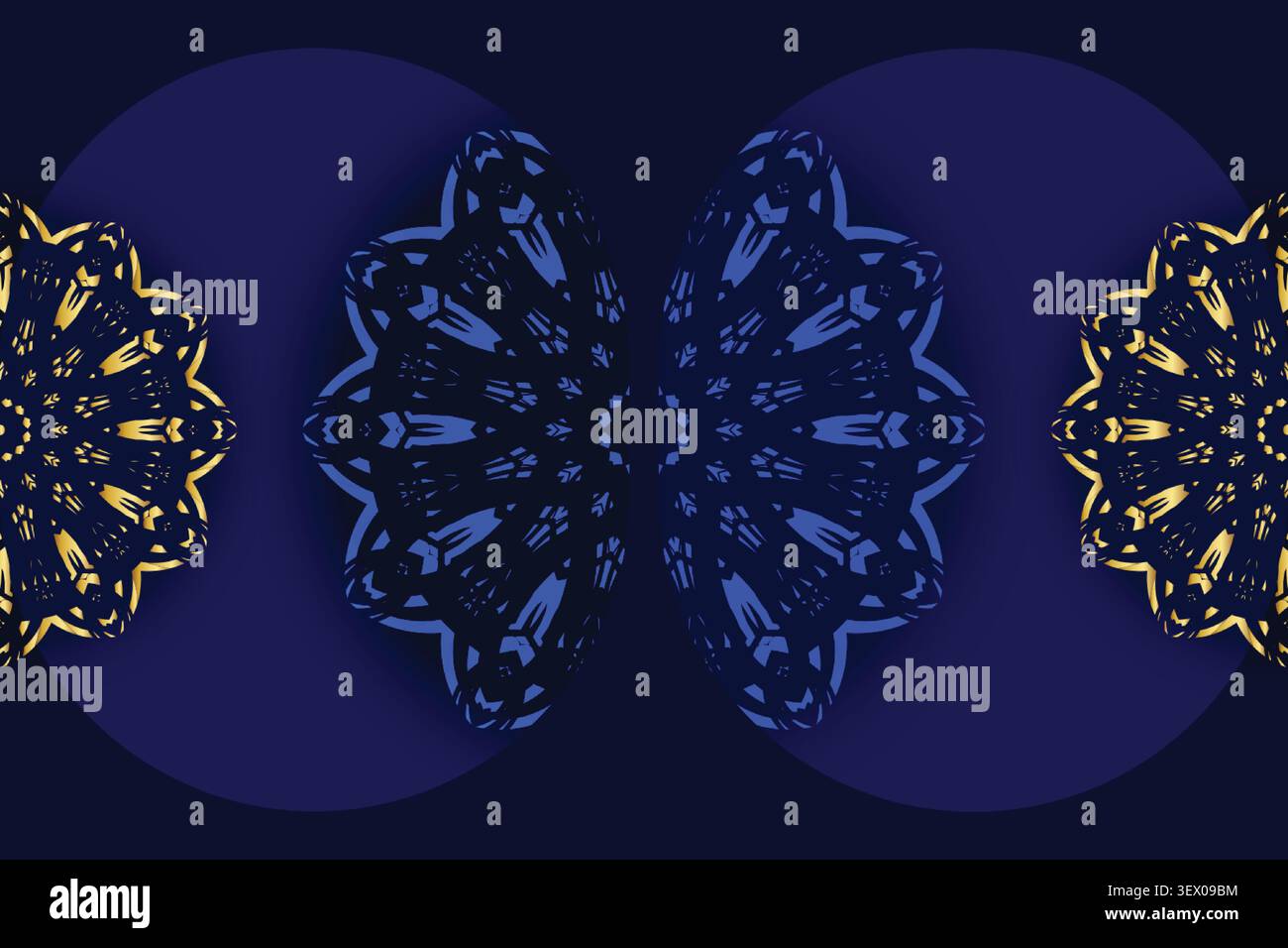 texture mandala blu oro senza cuciture Illustrazione Vettoriale