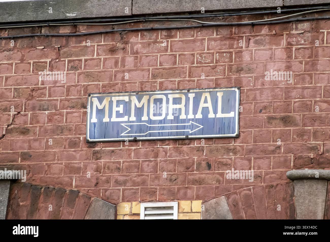 Guida al Memoriale dei mattoni rossi a Liegi, provincia di Liegi, Belgio Foto Stock