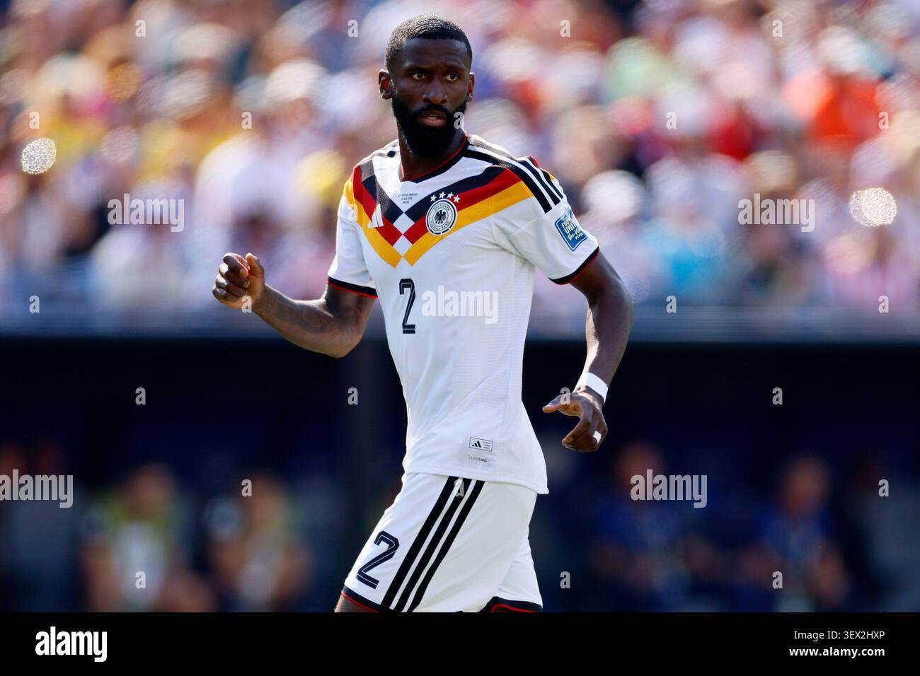 Boston, Stati Uniti. 29 giugno 2026. Antonio Rudiger della Germania che ha disputato la Coppa del mondo FIFA 2026 Round of 32 match tra Germania e Paraguay al Boston Stadium il 29 giugno 2026 a Foxborough, Massachusetts. Crediti: ALLSTAR Picture Library Ltd/Alamy Live News Foto Stock