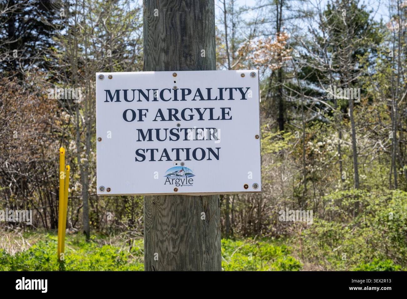 Cartello di raccolta presso gli uffici del comune di Argyle sulla NS 308 a Tusket, nuova Scozia, Canada Foto Stock