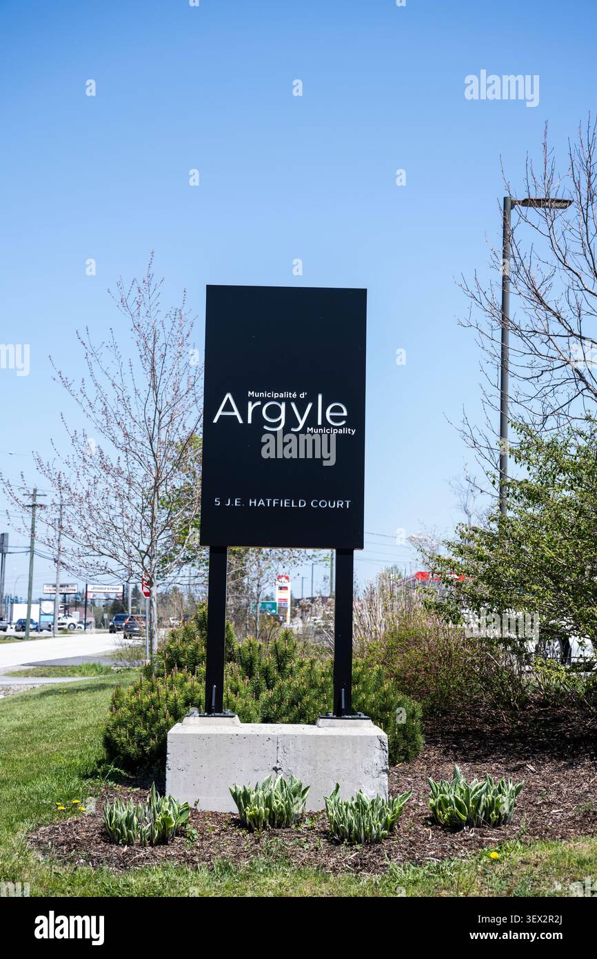 Il comune di Argyle firma sulla NS 308 a Tusket, nuova Scozia, Canada Foto Stock