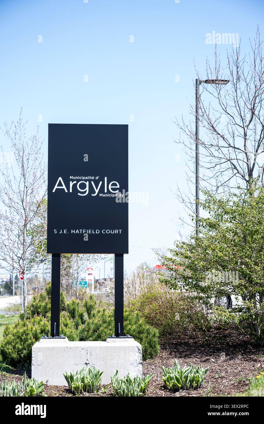 Il comune di Argyle firma sulla NS 308 a Tusket, nuova Scozia, Canada Foto Stock