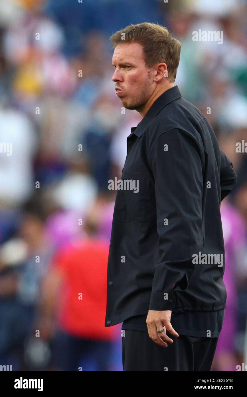 BOSTON, Stati Uniti - 29 giugno 2026: Il capo allenatore della Germania Julian Nagelsmann dopo la partita della Coppa del mondo FIFA 2026 del 32 tra Germania e Paraguay al Boston Stadium (credito: Craig Mercer/ Alamy Live News) Foto Stock