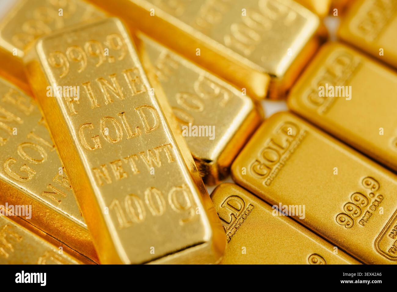 Gold bar, Gold investment, Wealth concept, metalli preziosi, asset finanziario, finanza di lusso, crescita del capitale, successo aziendale, rifugio sicuro, investimenti Foto Stock