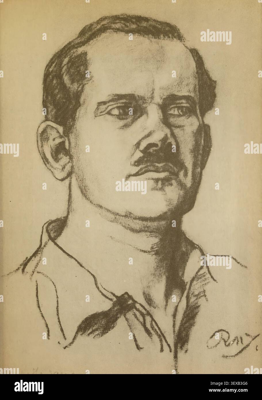 Giovane ritratto che cattura l'intenso sguardo dell'ufficiale dell'esercito britannico, archeologo, diplomatico e scrittore, noto per il suo ruolo nella rivolta araba. Da Seven Pillars of Wisdom: A Triumph di T. E. Lawrence (16 agosto 1888 – 19 maggio 1935) Foto Stock