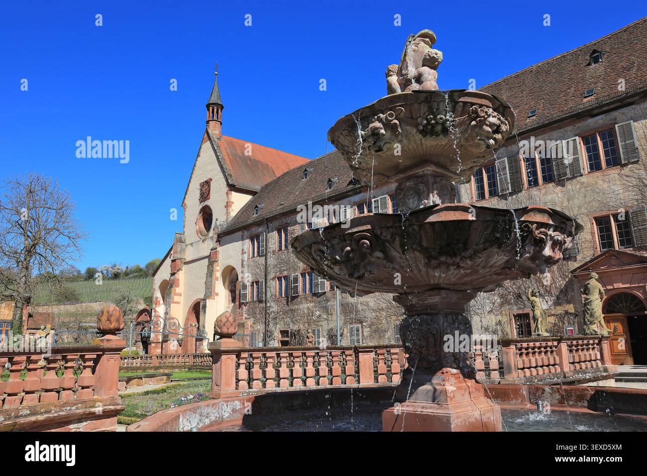 Monastero di Bronnbach, Monasterium Brunnbacensis, in seguito anche Castello di Bronnbach, un'ex abbazia cistercense fondata nel 1151, Tauber Valley, Reicholzheim, M Foto Stock