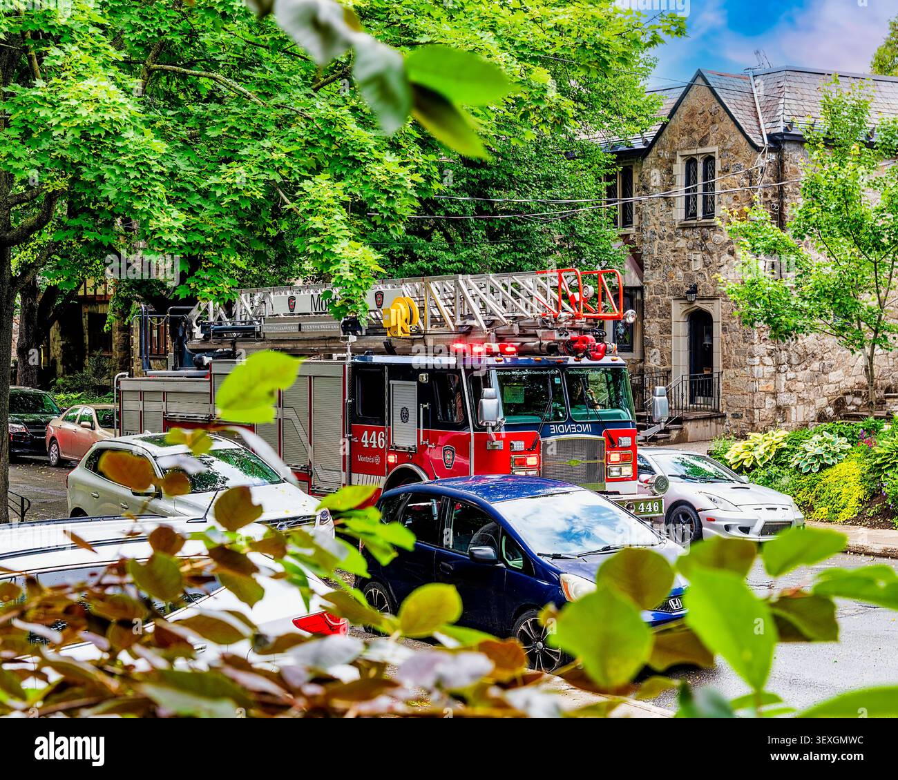 Camion dei vigili del fuoco di Montreal Foto Stock