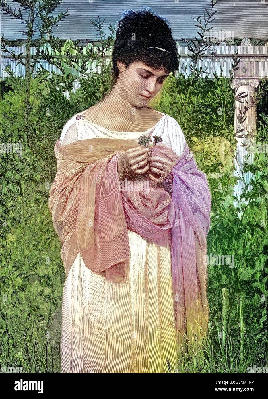 Die griechische Nymphe Chloris, der griechischen Göttin der Blüten und des Frühling, in der römischen Mythologie als Flora bekannt, Reproduktion von e Foto Stock